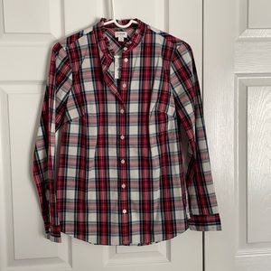 NWT J Crew Tartan ruffle collar button down